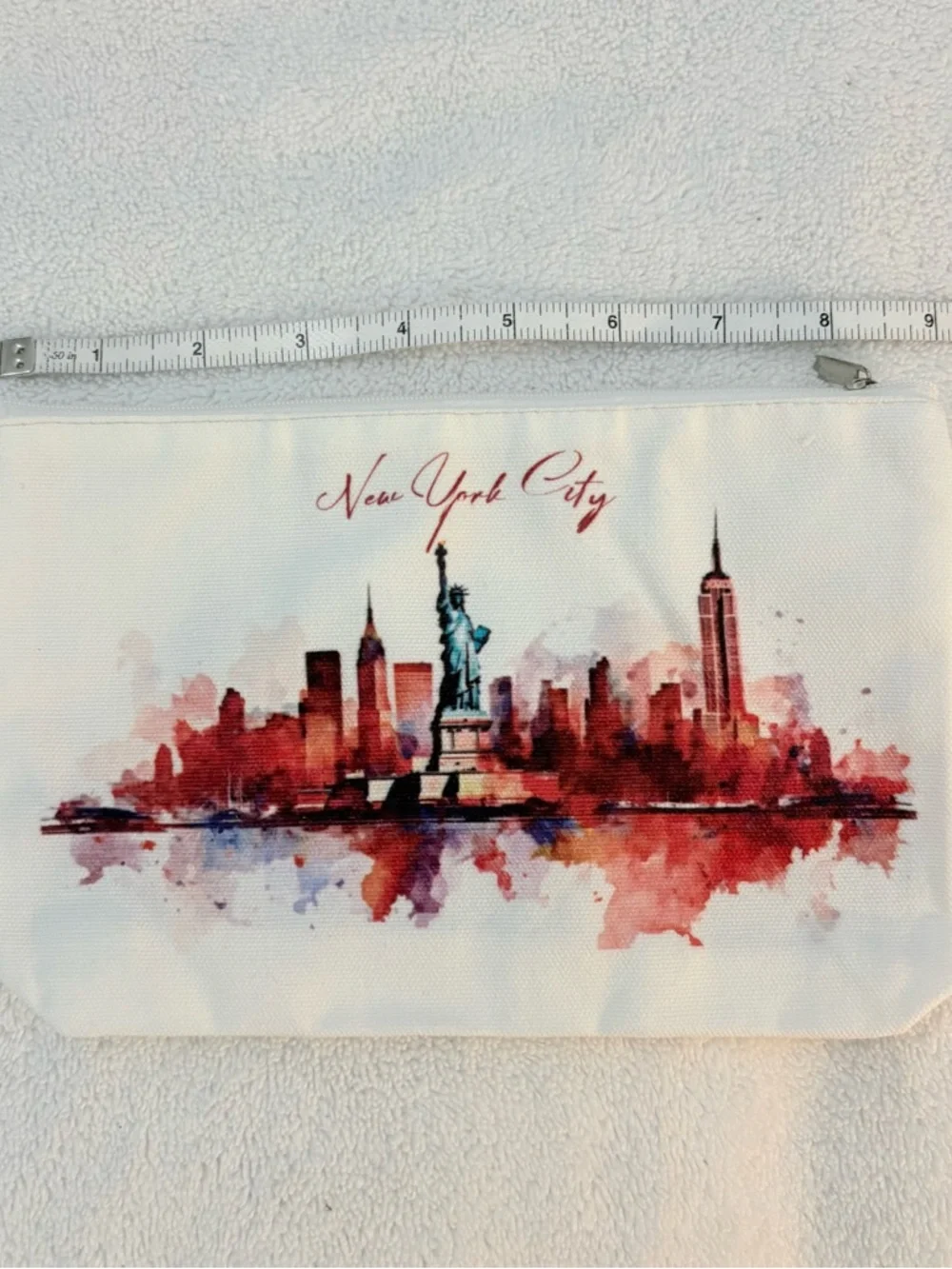 NEW Cosmetics Makeup Bag Mirror New York City skyline Statue of Liberty zipper